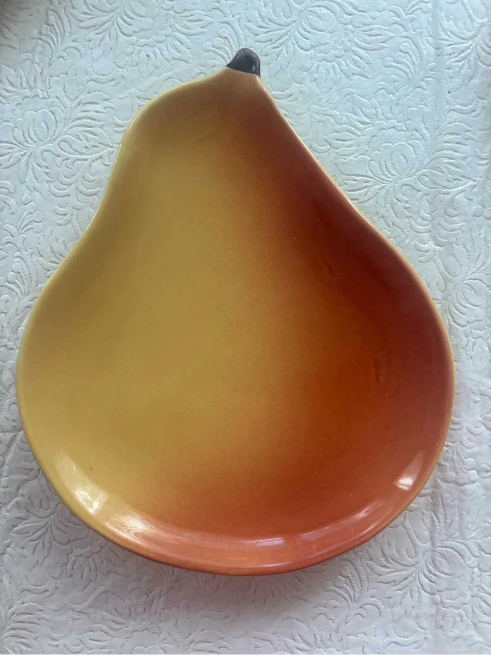Set of 4 Vintage Pottery Barn Yellow-Orange Pear-Shaped Ceramic Serving Plates
